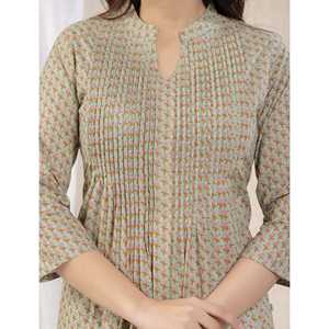 Kurti vert imprimé Butti, vêtement traditionnel régional - Product Image 2
