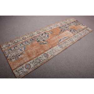 Alfombra Vintage de 2,9x8,1 pies, Alfombra Turca, Alfombra Marrón Sólida - Product Image 2