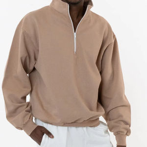 Sweat-shirt à col roulé mi-zippé personnalisé pour homme, 100% coton biologique, taille plus, épaules tombantes, sweat-shirt uni à quart de zip pour homme - Product Image 5