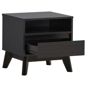 โต๊ะข้างเตียงพับได้แบบเรียบง่ายสำหรับโรงแรมขาตั้งไม้โอ๊คสีดำทึบทันสมัยแบบคลาสสิกสไตล์สเปน - Product Image 2