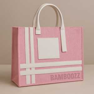 Offre spéciale Sac à main en lin recyclé écologique de grande capacité Sac d'épicerie fourre-tout en jute et cuir PU Sac en toile de jute - Product Image 1