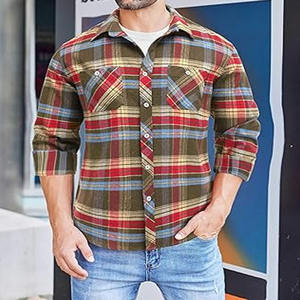 เสื้อลำลองผ้ายืดสำหรับผู้ชายเสื้อลายตารางทรงสลิมฟิตสำหรับฤดูใบไม้ร่วงโลโก้ตามสั่ง - Product Image 5