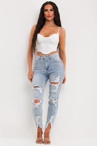 Women's Fashionable Skinny Distressed Denim Pants Custom Printed Design Summer Whole Sale - Product Image 4