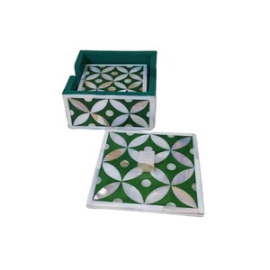 Sous-verre artisanal en nacre incrustée de motifs floraux Sous-verre en nacre de qualité supérieure Ensemble hôtels et restaurants - Product Image 2
