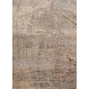 Alfombra de seda anudada a mano Entropy Ivory, modelo AKPS-13012, rectangular, con diseño abstracto, suave, para sala de estar, modelo para habitación. - Product Image 3