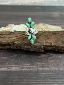 Kingman en argent sterling fait à la main avec bague en turquoise de buffle blanc Bijoux ajustables en pierres précieuses uniques pour femmes - Product Image 6