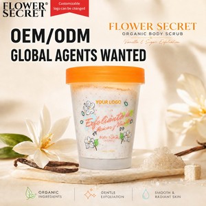 FLOWER SECRET 250ml Exfoliante Corporal <span class=keywords><strong>de</strong></span> Azúcar <span class=keywords><strong>de</strong></span> Vainilla Orgánico, Exfoliación Suave para Adultos, Todo Tipo <span class=keywords><strong>de</strong></span> Piel, Servicios OEM/ODM, Marca Global - Product Image 1