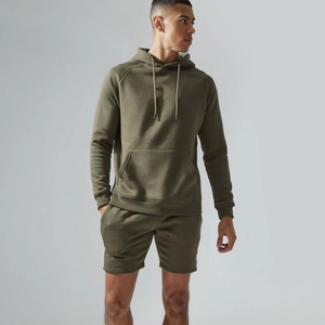 Conjuntos de pantalones cortos y Sudadera con capucha de 100% algodón con logotipo personalizado conjunto doble de gran tamaño para hombres - Product Image 1