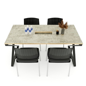 <b>Adjustable</b> 160x80cm Minimalist Office Conference <b>Table</b> with Melamine Coating & Xconcept HBXC044 <b>Legs</b> - Product Image 2