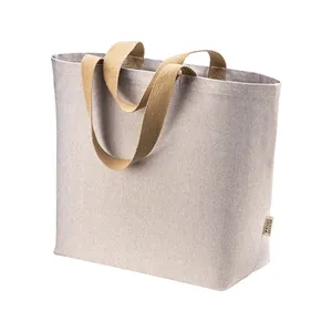 Borsa Tote Ecologica in Cotone Riciclato Melange, Shopper Promozionale con Accessori - Product Image 1