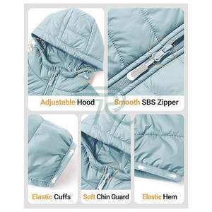 Chaqueta Acolchada Gruesa y Transpirable para Mujer, Cuello Redondo, Cierre de Cremallera, Abrigo Cálido de Otoño, Ropa Exterior con Bolsillo Tipo Canguro - Product Image 5