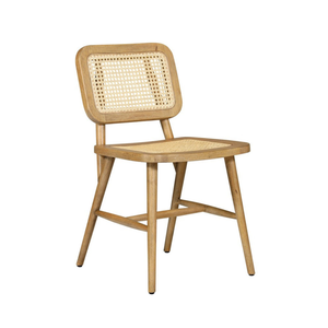 Silla de café de madera de teca con asiento de ratán - Product Image 2
