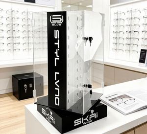 ขาตั้งแว่นตาอะคริลิกใสทันสมัยสำหรับจัดแสดงในร้านบูติก ชุดแท่นโชว์อะคริลิกแบบมินิมอล ชั้นวางกระจกใสสำหรับร้านค้าปลีก - Product Image 6