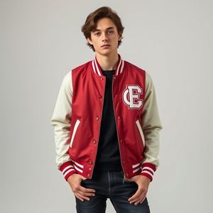 Chaqueta universitaria unisex con mangas de poliéster, aspecto extragrande, parche bordado personalizado, fabricante OEM Pakistán, todas las tallas - Product Image 4