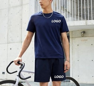 OEM Custom High Quality Men's Summer Jogger <b>Set</b> Casual 2 Piece Cotton Shorts and T-Shirt with Custom Logo - Product Image 2