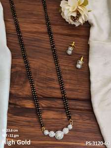 Accessoires de bijoux de forme ronde pleine pierre AD bijoux haute or polonais diamant américain concepteur Mangalsutra ensembles de bijoux - Product Image 3