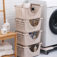 Stapelbare opbergmand van PP plastic, keuken groente organizer, in elkaar grijpende gespsysteem, meerlaags stapelbaar opbergrek