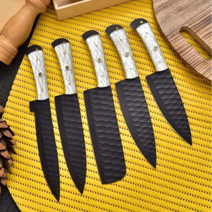 Juego de Cuchillos de Chef Burraq Profesional, Moderno y Ecológico, 5 Piezas, Acero al Carbono, Mango de Madera, Apto para Lavavajillas, Ambidiestro, para Chefs - Product Image 2
