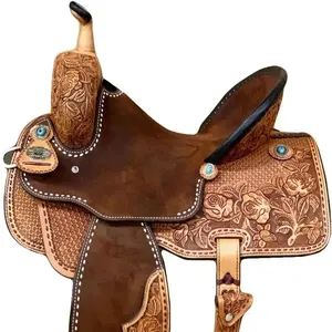 SELLE EN CUIR 100% CONCEPTION OUTILLÉE À LA MAIN CLASSIQUE SELLES ANGLAISES CHEVAL DE WESTERN DE L'INDE