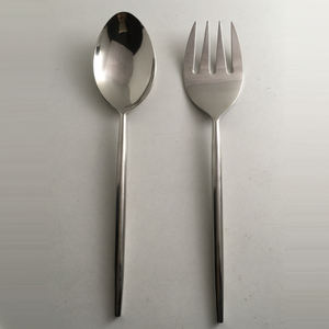 Ensemble de service à salade personnalisé en argent mat meilleure qualité à long manche en acier inoxydable outils à salade lave-vaisselle cuillère de service fourchette - Product Image 3