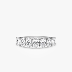 Bague d'anniversaire de mariage élégante 1.25ctw 14K Prong Setting Simple Seven Stone Oval Cut Handcrafted Lab Grown Diamond - Product Image 2