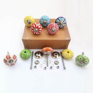 Vintage Hand Painted Ceramic Pull Knobs <b>for</b> <b>Kitchen</b> Cabinet, <b>Door</b> & Drawer, Wardrobe, <b>Cupboard</b> (Set of 10) - Product Image 2