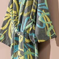 Albornoz de algodón turco de secado rápido con capucha ligera, cierre con cordón XL, diseño floral transpirable, conjunto de albornoz de verano