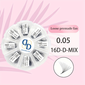 Extensions de cils pré-faites personnalisées faites à la main, éventails lâches, fibres PBT coréennes ultra foncées, éventails lâches, extensions de cils pré-faites - Product Image 2