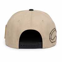 Gorra Trucker Snapback de Cinco Paneles con Parche de Santo Dorado Personalizado y Rosario de Cuentas, Color Bronceado y Negro, Estilo Religioso Urbano, Unisex, para Exteriores