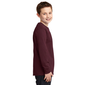 T-shirt à manches longues décontracté pour jeunes gris chiné 100% coton T-shirt à manches longues confortable - Product Image 6