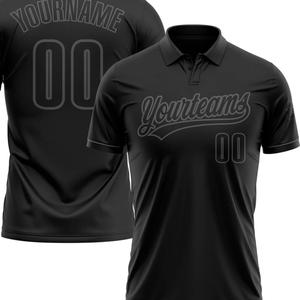 Polo personnalisé par sublimation, nom et numéro d'équipe personnalisés, polo noir pour vêtements de sport d'équipe, chemises imprimées personnalisées - Product Image 2