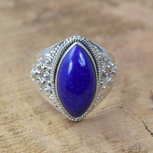 แหวนเงินทำด้วยมือสไตล์ Boho เครื่องประดับ925เงินแท้เครื่องประดับอัญมณี Lapis ยอดนิยมสำหรับผู้หญิงของขวัญสำหรับผู้หญิงสำหรับเธอ - Product Image 2