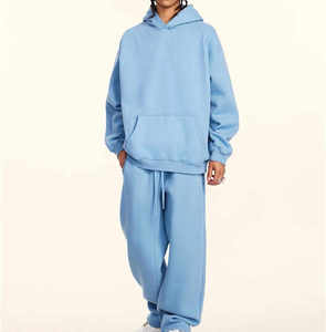Vente en gros Survêtement Vêtements de sport vierges unisexe Sweat à capuche zippé Jogging Ensemble pantalon de survêtement évasé et sweat à capuche Logo personnalisé Survêtements - Product Image 2