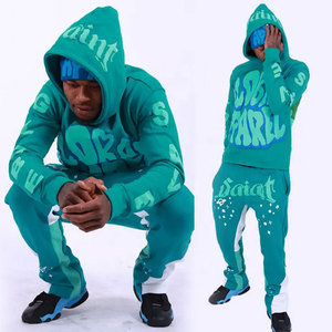 Costumes de survêtement pour hommes à impression bouffante évasée avec logo personnalisé survêtements courts avec fonction de maternité pour l'hiver - Product Image 1
