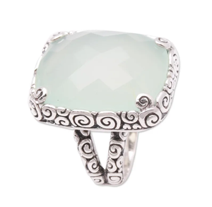 พลอยคาลซิโดนีสีฟ้าธรรมชาติสุดพิเศษ925เงินแท้เครื่องประดับชั้นดีสำหรับงานเลี้ยงวันเกิดขายส่งราคา - Product Image 2