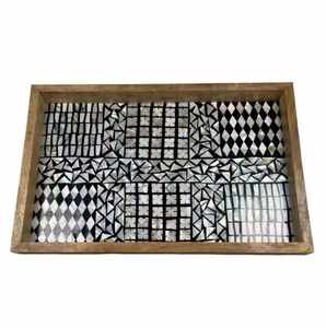 Bandeja de Servir Decorativa de Resina y Madera con Incrustaciones de Hueso, Hecha a Mano, para Hogar, Hoteles, Comida India, Color Personalizado, Desechable - Product Image 3