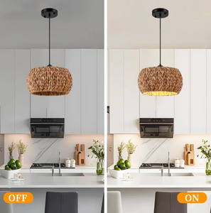 โคมไฟผักตบชวาแบบถักด้วยมือสไตล์โบฮีเมียนแบบคลาสสิกของตกแต่งบ้านสไตล์เวียดนาม - Product Image 4