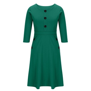 ชุดเดรสทำงานผู้หญิง ดีไซน์ใหม่จากผู้ผลิต ขายดี กระดุมหน้า ความยาวระดับเข่า - Product Image 6