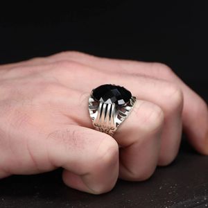 Azuris Turkish-Made 925 Sterling Silver Men's <b>Ring</b> Original Ottoman Style with Natural Stone VALKH1992 - Product Image 1