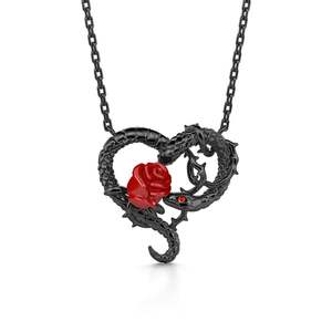 Collier en argent sterling Jeulia Kiss My Rose avec motif serpent - Product Image 1