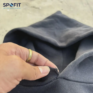 เสื้อฮู้ดผ้าฝ้าย100% แบบสวมหัวมีฮู้ดระบายอากาศได้ดีสำหรับผู้ชาย500GSM โอเวอร์ไซส์ทรงบ็อกซี่ฟิตเนส - Product Image 4