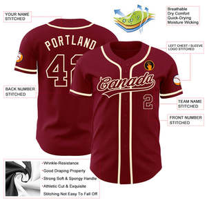 Maillot de baseball authentique en gros tissu respirant à séchage rapide résistant à l'humidité durable cousu confort vêtements de conception d'équipe - Product Image 3