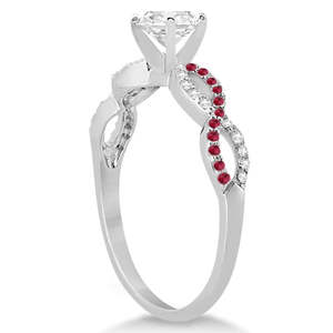 Conjunto de Joyería Nupcial Infinity de Oro Blanco de 14k con Diamantes y Rubíes Trenzados, 1.13ct, Chapado en Oro Rosa, Patrón Geométrico para Bodas y Fiestas - Product Image 4