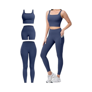 Ropa de gimnasia de 3 piezas, trajes de Yoga para mujer, conjuntos de ropa deportiva con logotipo personalizado, ropa de gimnasio con logotipo personalizado, trajes de fitness al por mayor, deportes para mujer - Product Image 1