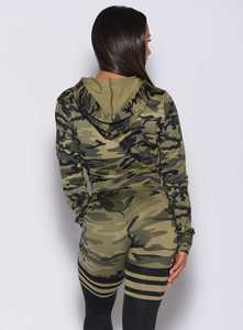 เสื้อมีฮู้ดสำหรับผู้หญิงซิปเต็มลายพรางสีสดใสมีฮู้ดป้องกันรอยยับระบายอากาศมีซิปรูด - Product Image 2