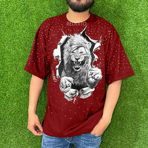 Camiseta de algodón orgánico 100% personalizable OEM para hombre, pantalla de peso pesado, cuello redondo de gran tamaño, ligero, transpirable, estampado de logotipo de punto - Product Image 1