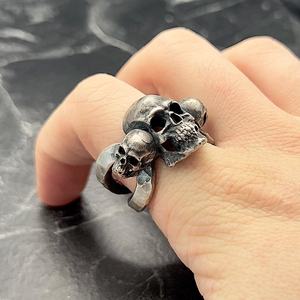 Handmade 925K <b>Silver</b> Gothic Skull <b>Ring</b> for <b>Men</b> Anatomical Skeleton Biker Jewelry with Hammered Design and 18K Plating - Product Image 1