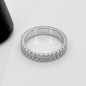 Anillo de eternidad completo de moissanita Original de doble fila, banda de boda de oro de 18 quilates, el mejor regalo de aniversario, VVS incoloro para su fiesta - Product Image 3