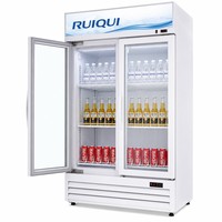 Réfrigérateur commercial à boissons à température unique avec porte en verre transparent et acier inoxydable 304