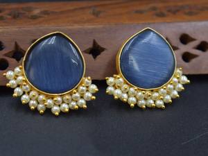 Pendientes de Piedra Chapados en Oro de Diseño Nuevo, Pendientes de Joyería de Latón Chapados en Oro Hechos a Mano al por Mayor - Product Image 2